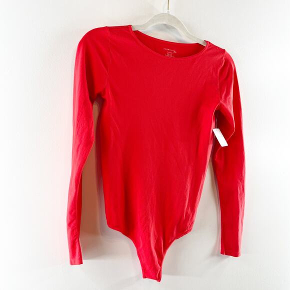 Intimately Free People Long Sleeve Seamless Crewneck Bodysuit Red Medium Large - Picture 8 of 8